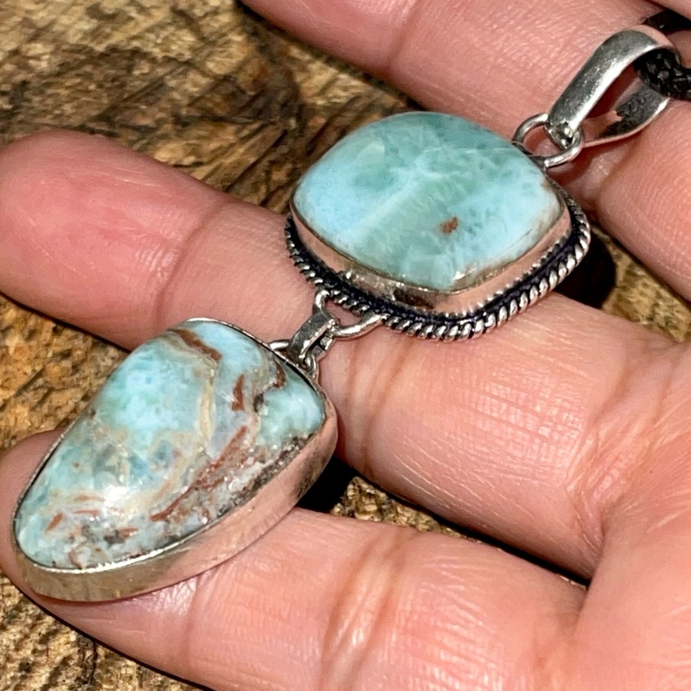 Caribbean Larimar Pendant 2 1/2”